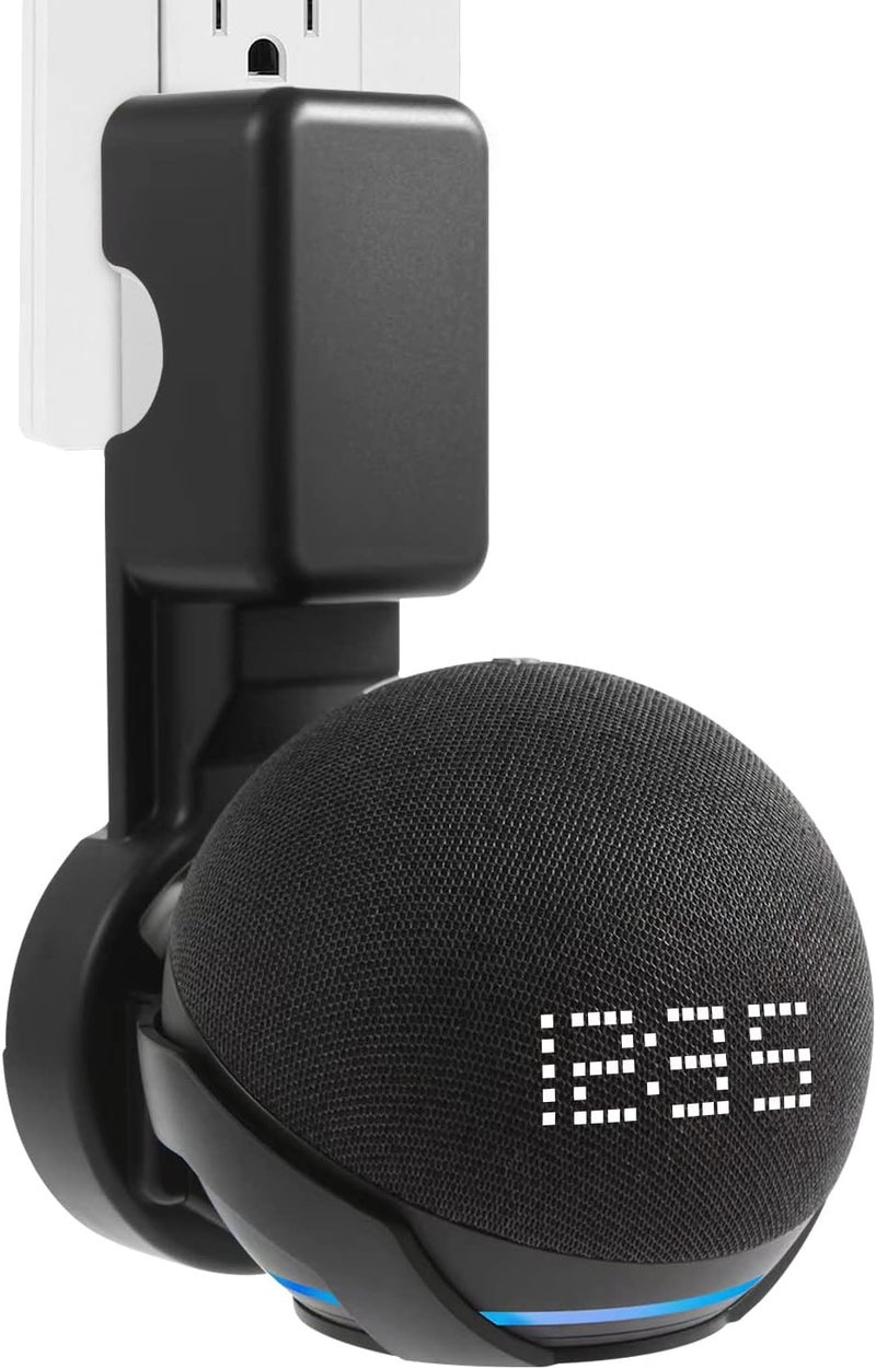 ZUOLACO Wall Mount Holder for Echo Dot 5th Generation, Outlet Hanger Stand for Echo Dot (5th & 4th Gen), Space-Saving Dot Accessories with Built-in Cable Management, Hide Messy Wires, Black - Image 1